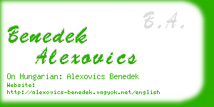 benedek alexovics business card